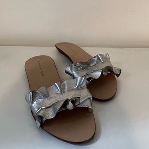 Loeffler Randall Vera Silver Foil Leather Slides